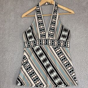 Vintage BCBG MAXAZRIA Y2K Womens BOHO Southwest Pattern Halter Top Sz M Stretch